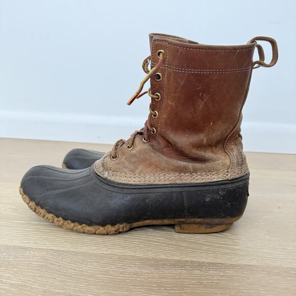 VTG LL Bean Boots Unlined Hunting Leather Duck Boots Women's 12 Mens Maine USA - Picture 2 of 6